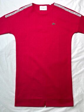 Lacoste Women's Sport Logo Tennis Sweatshirt Dress Red Size 32